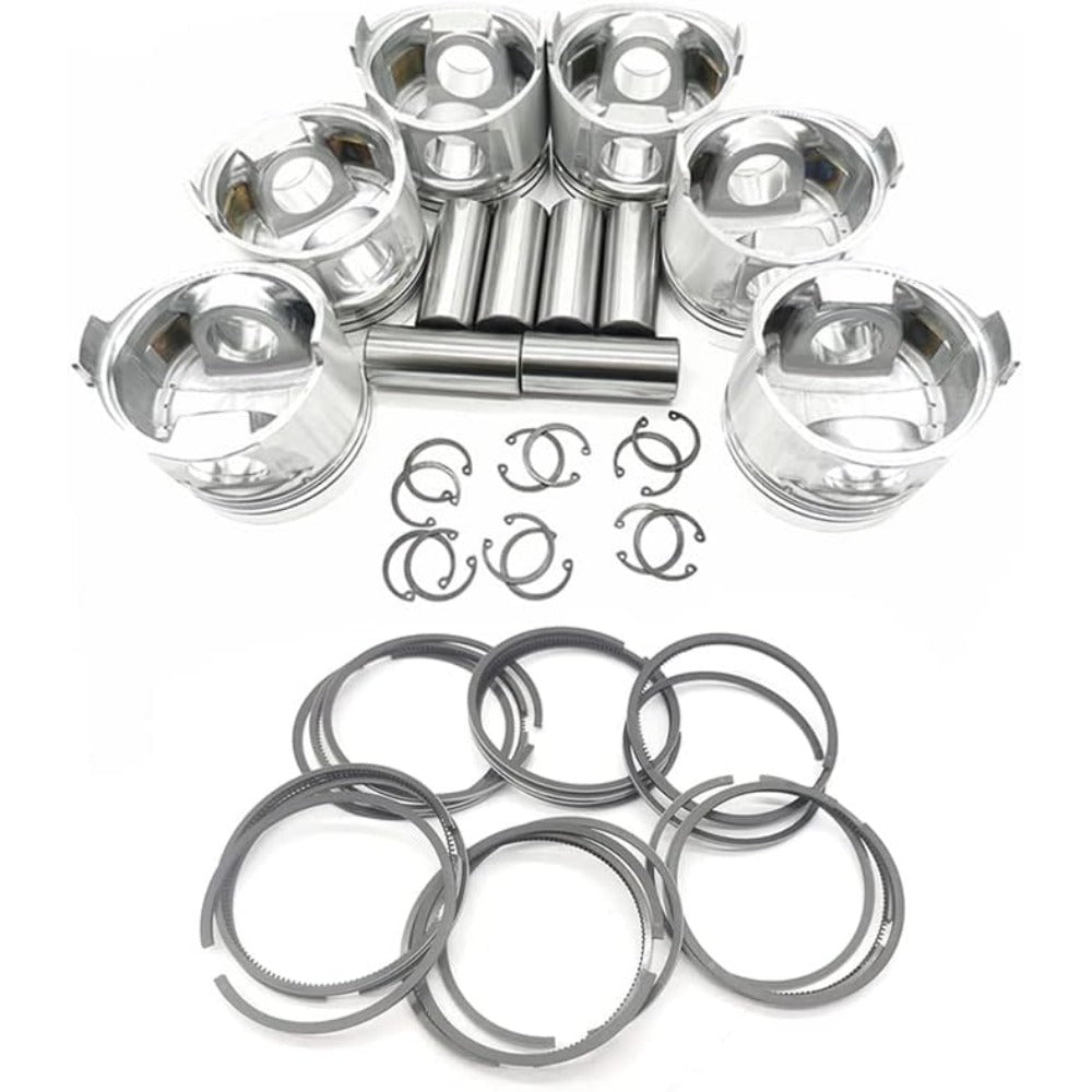 6 Pcs Piston Kit 04501382 for Deutz Engine TCD6L20122V Volvo Excavator EC210B Caterpillar Dozer D6E - KUDUPARTS