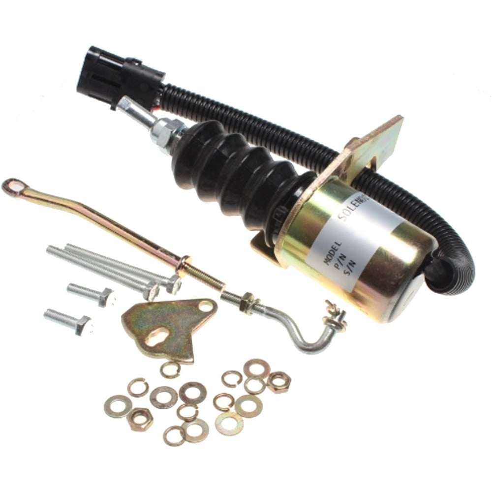 12V Fuel Shutoff Solenoid 30-00394-00 for Deutz Engine F3L912W Carrier 69GL15-114 69GL15-134 - KUDUPARTS