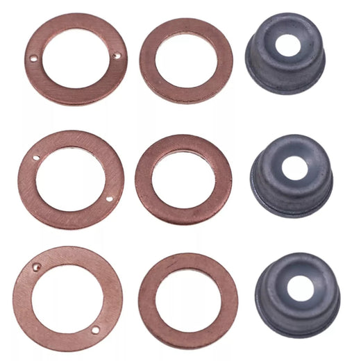 3 Cylinder Injector Seal Kit with Heat Shield 19077-53650 for Kubota Engine D662 D722 - KUDUPARTS