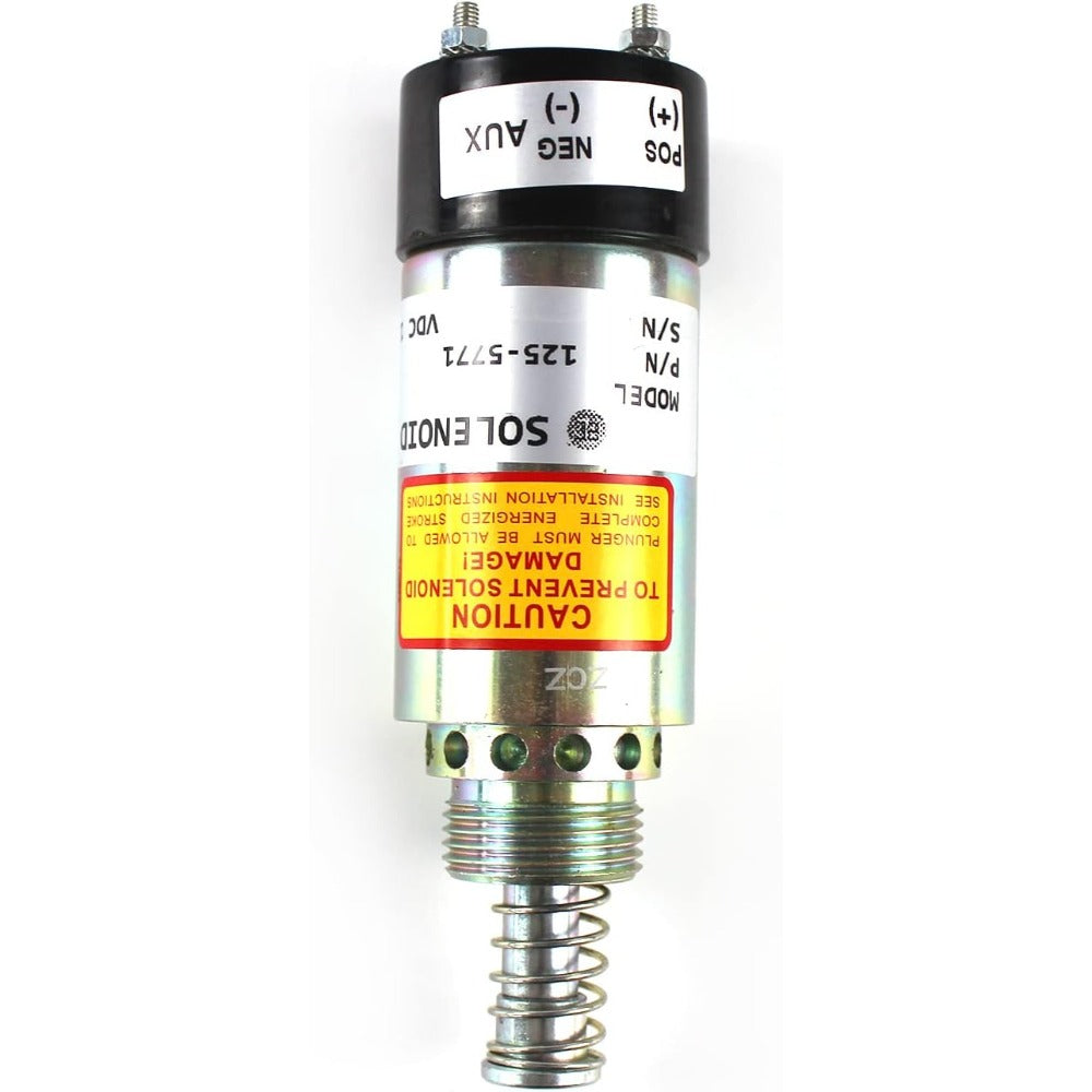 12V Fuel Shutoff Solenoid 125-5771 for Caterpillar CAT Engine 3114 3126 3116 3126B 3126E Asphalt Paver AP-1000 AP-1050 - KUDUPARTS