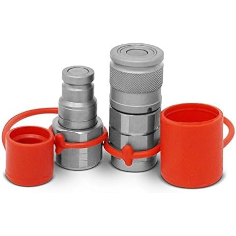 5/8" SAE Flat Face Hydraulic Quick Connect Coupler Set for Bobcat Skid Steer Loader 463 553 773 753 763 853 7753 - KUDUPARTS