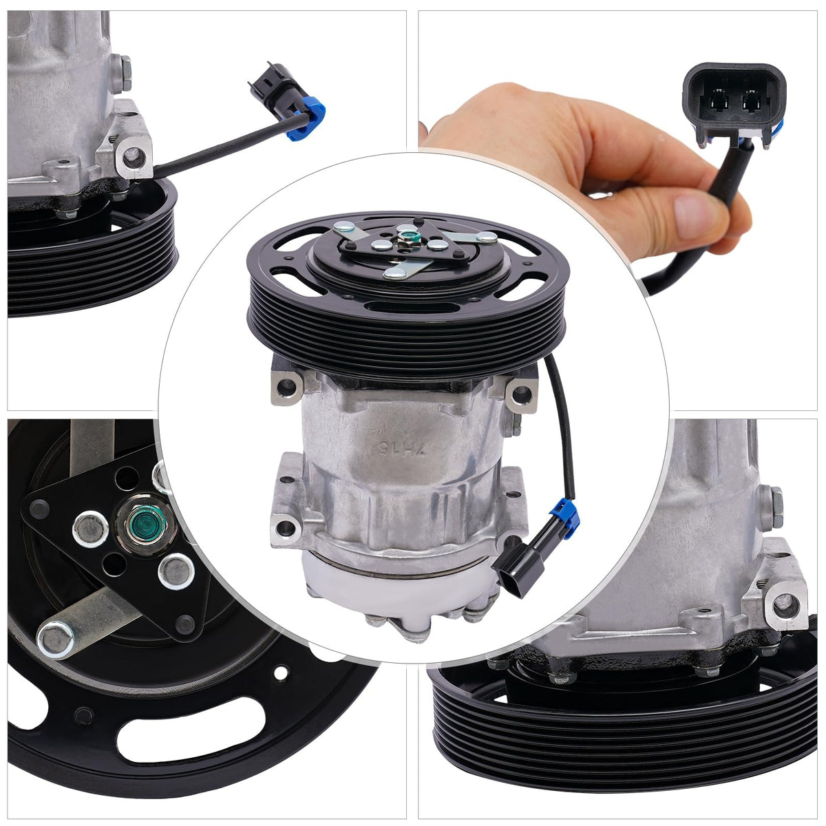 7H15 A/C Compressor 4493 with PV8 Clutch for Volvo Truck VHD VNL VNM VNX - KUDUPARTS
