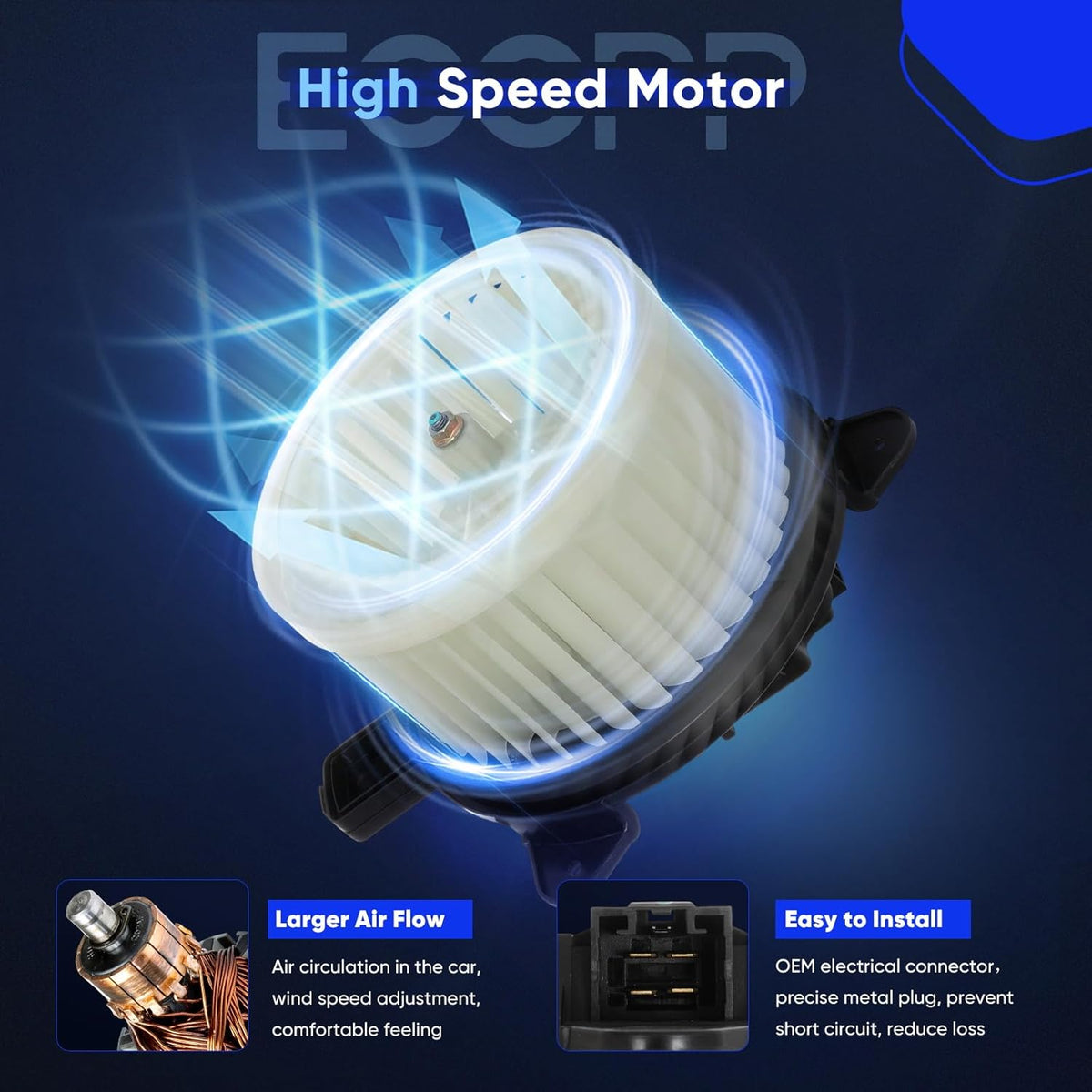AC Blower Motor Compatible with Jeep Gladiator 2020-2022 & Wrangler 2018-2022 - Replacement Automotive Blower Motor 700356 - KUDUPARTS