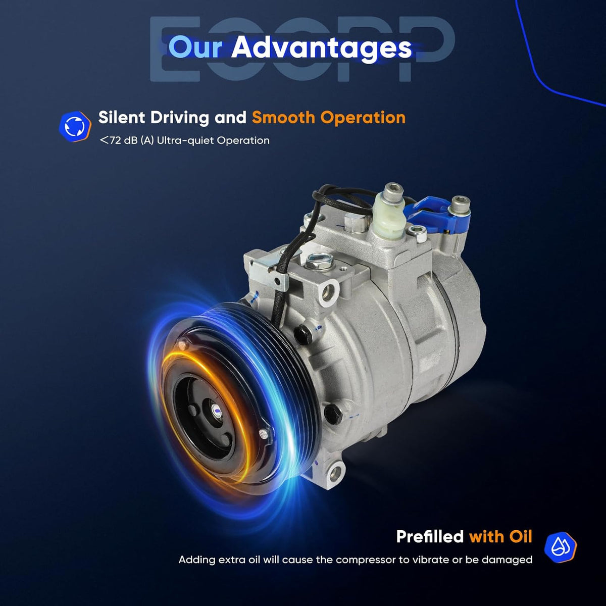 A/C Compressor - Fast Cooling - Compatible with Saab 9-5 2.3L (2003-2009) - KUDUPARTS