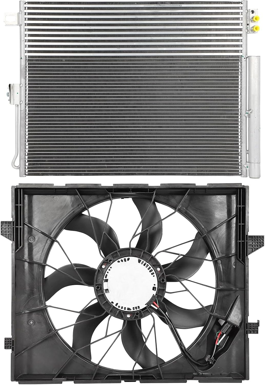Cooling Fan Assembly A/C Condenser Fit for 2011-2013 Dodge Durango & Jeep Grand Cherokee (Replaces 3893, CN3893PFXC, 55038003AE/AF/AG, CH3030242) - KUDUPARTS