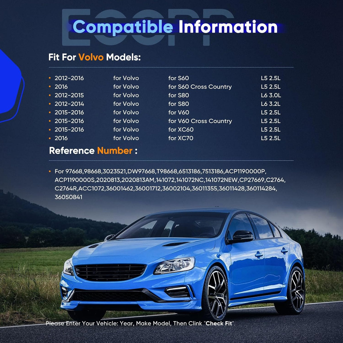 A/C Compressor with Clutch – Compatible with Volvo S60 2.5L (2012-2016) & S80 3.0L (2012-2015) - KUDUPARTS