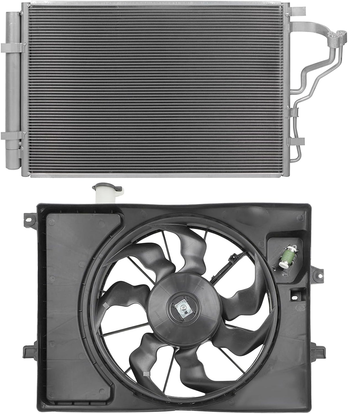 4519 Cooling Fan Assembly A/C Condenser for 2014-2016 Hyundai Elantra, 2014 Elantra Coupe, 2016-2017 Elantra GT, 2015-2016 Kia Forte - KUDUPARTS