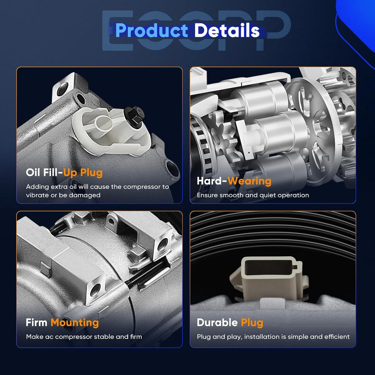 Ford Bronco, E-150/250/350 Econoline, F-150/250/350, F59, Windstar & Lincoln Continental AC Compressor with Clutch (1990-1998) - KUDUPARTS