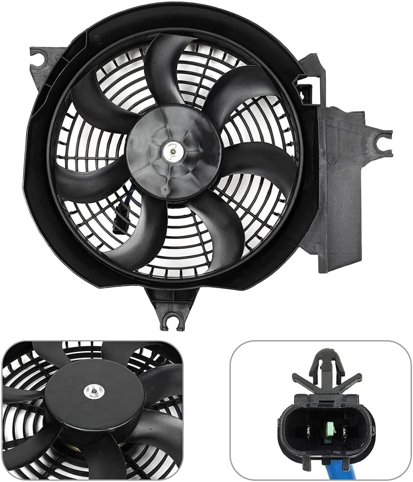 Radiator Cooling Fan Assembly Compatible with Hyundai Santa Fe 2001-2006 – Replaces 674-59593, 321-55010-200, HY3113109, 9773026200, 9773026150, 9778626200, 9773726000, 9773526101, 610610 - KUDUPARTS