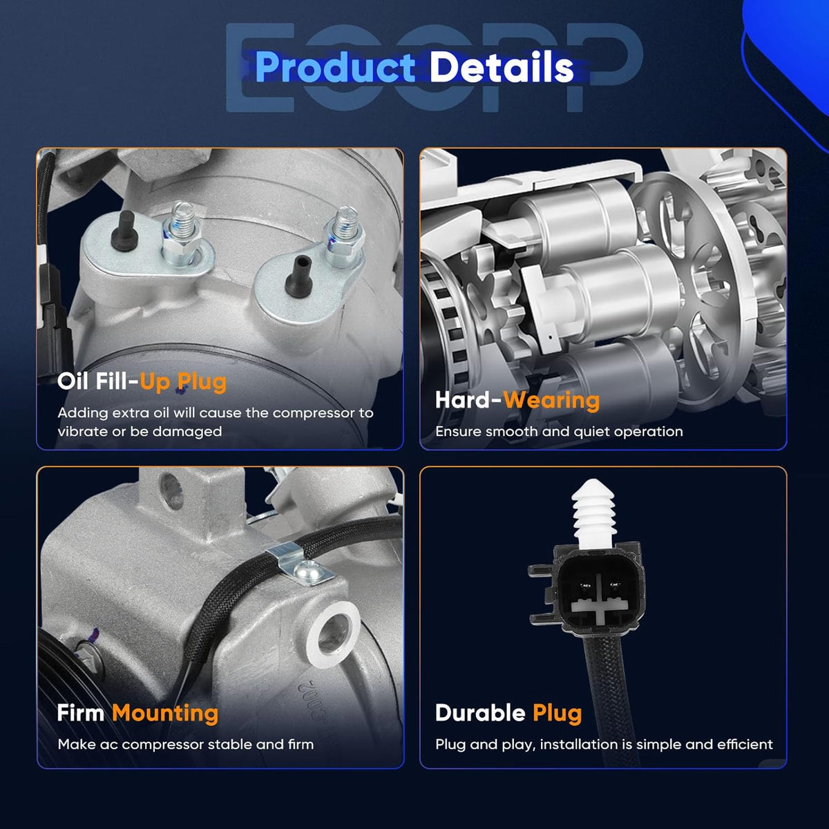 AC Compressor with Clutch – Compatible with 2011–2014 Ford Mustang 3.7L Air Conditioning Compressor - KUDUPARTS