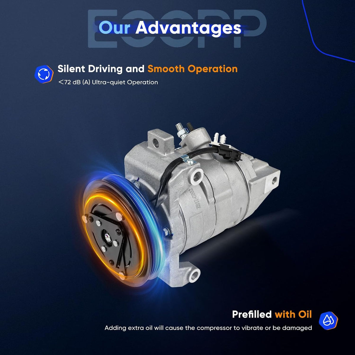AC Compressor with Clutch – Compatible with 2011–2014 Ford Mustang 3.7L Air Conditioning Compressor - KUDUPARTS