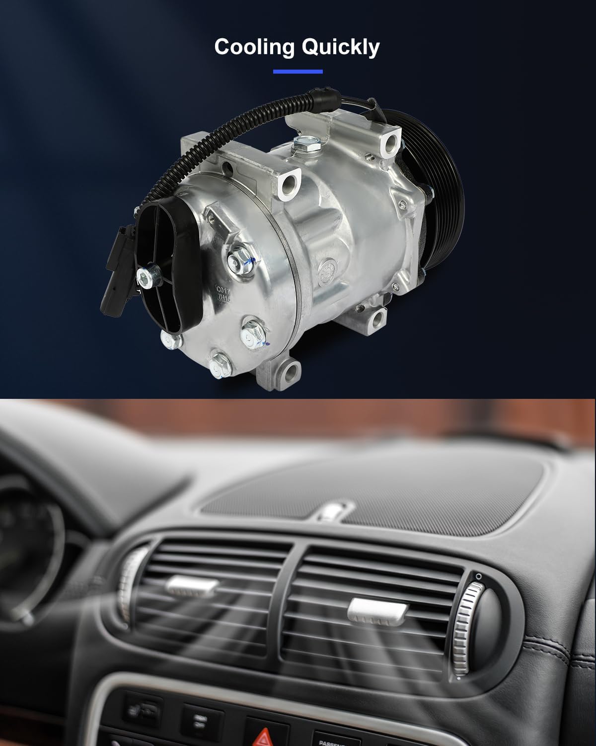 AC Compressor Fast Cooling – Compatible with Dodge Ram 2500 3500 5.9L (1994-2005) | 8 Grooves SD7H15 Air Conditioning Compressor - KUDUPARTS