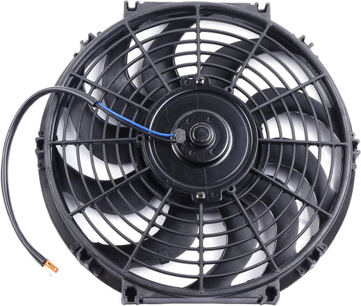 12" Universal Slim Push-Pull Electric Radiator Cooling Fan Mount Kit – Black, 12V - KUDUPARTS
