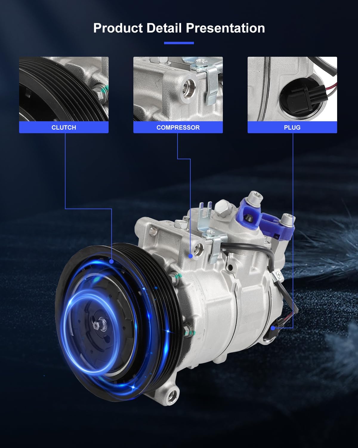 AC Compressor with Clutch – Fits Audi Q5 3.2L (2009-2012) & S4 3.0L (2010-2012) – Rapid Cooling, 6 Grooves - KUDUPARTS
