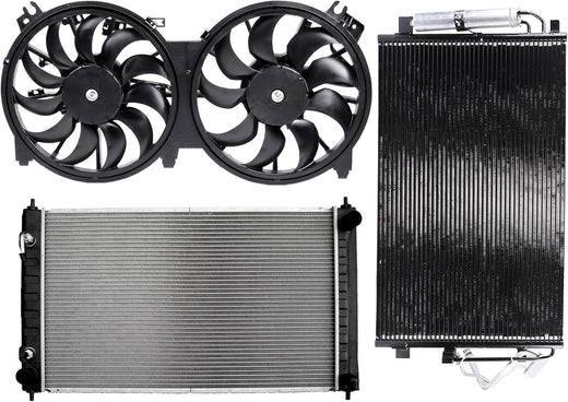 620-453 Cooling Fan + 2988 Radiator + 3639 Condenser Kit Compatible with Nissan Altima 2007-2013 - KUDUPARTS