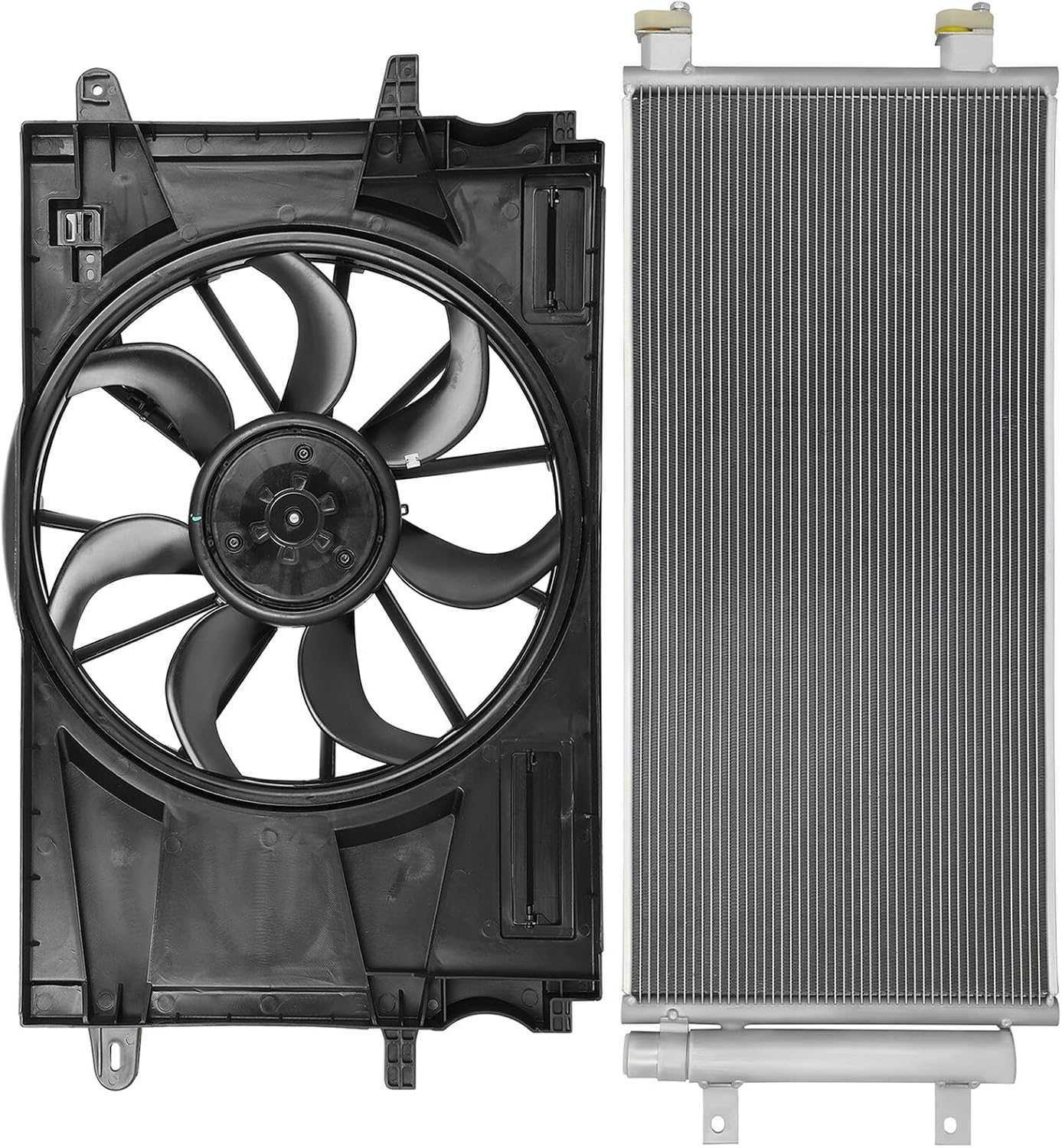2017-2019 Chevrolet Cruze 1.4L Radiator Cooling Fan Assembly Replacement (Condenser 30033, 624140, 39013323, GM3115303)