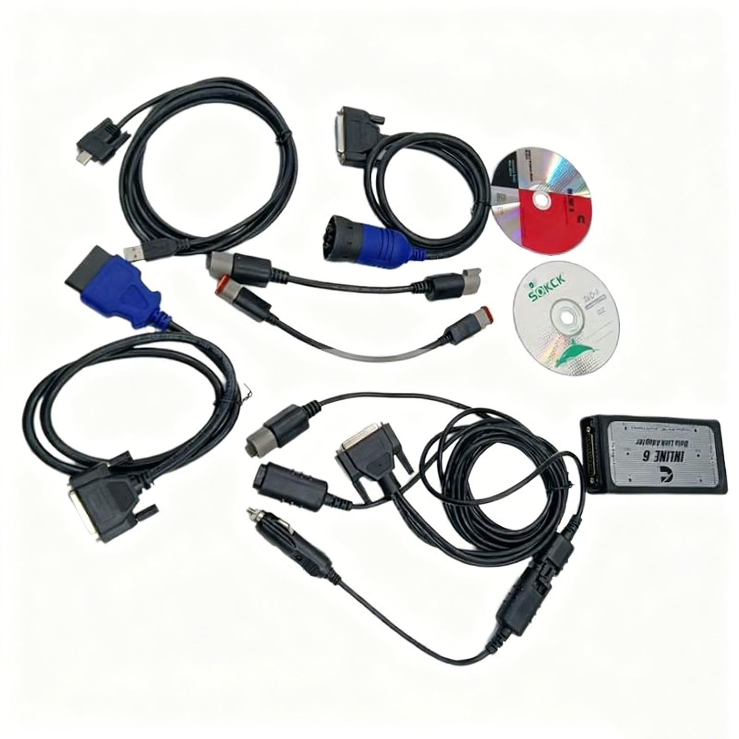 Kit complet d'adaptateur de liaison de données Cummins INLINE 6 avec logiciel INSITE 8.7 pro pour le diagnostic et la programmation des moteurs ISC, BC, QSB, ISDE, ISZ et QSL pour camions.