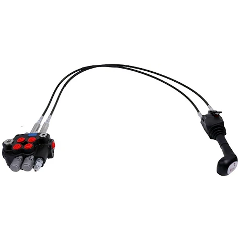 Hydraulic Control Valve Kit Cable Remote Control Valve Kit with 2 Spool Valve 80lpm 21gpm and 2 Cables Remote Joystick - KUDUPARTS
