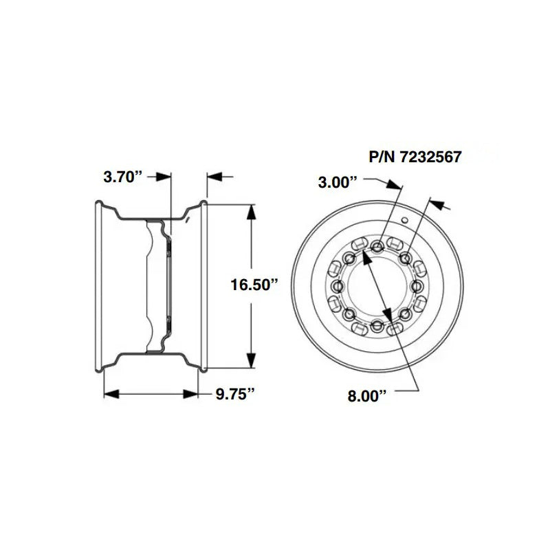 Jante standard 7232565 6733578 pour chargeuse Bobcat S220 S250 S300 S630 S650