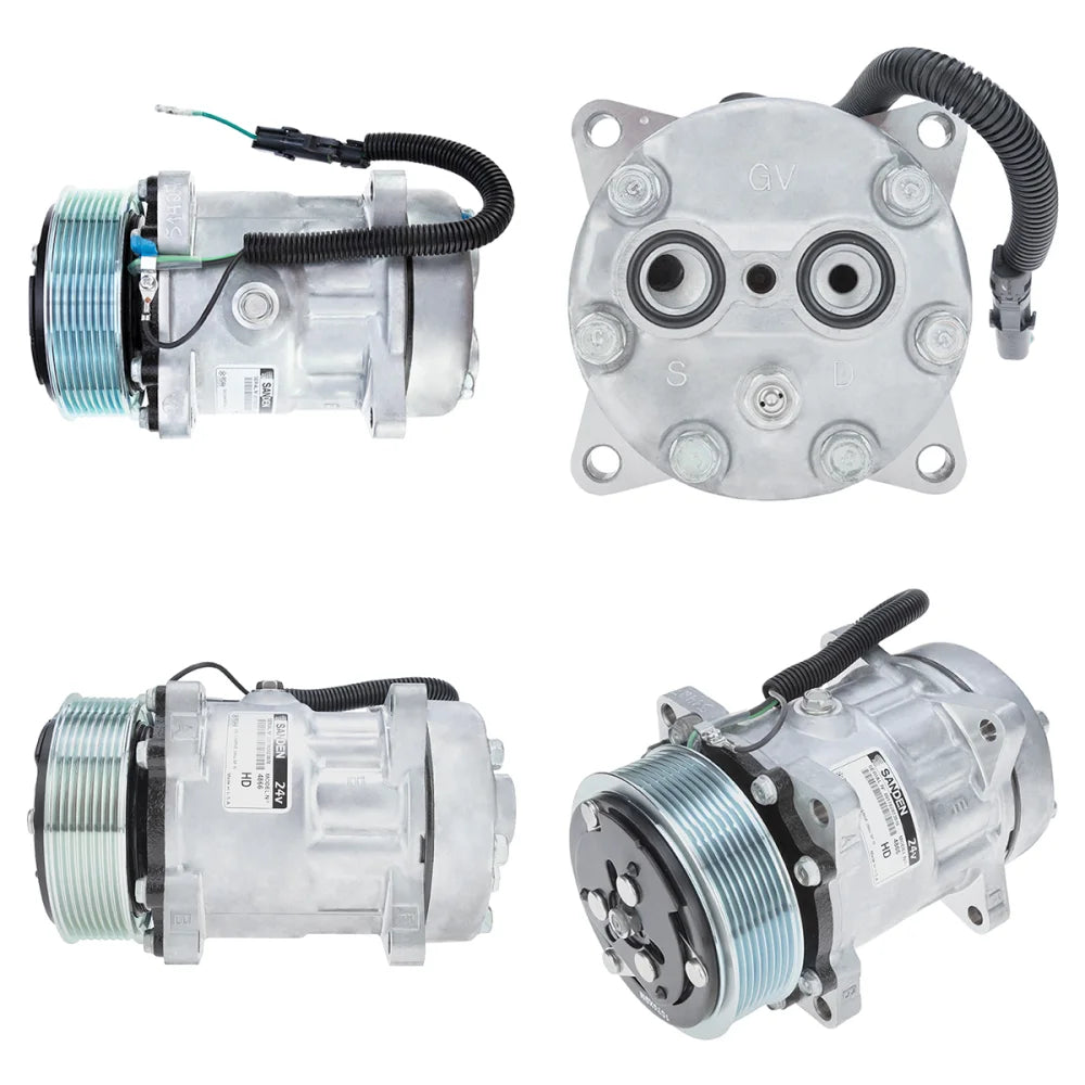 24V 8PK 7H15 Aftermarket Sanden 8085 A/C Compressor - KUDUPARTS