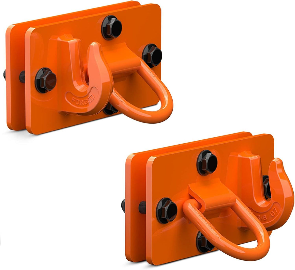 2 Pack 3/8" Tractor Bucket Hooks with Tie Down Ring for Kubota John Deere Tractor Bucket RV UTV Truck - KUDUPARTS