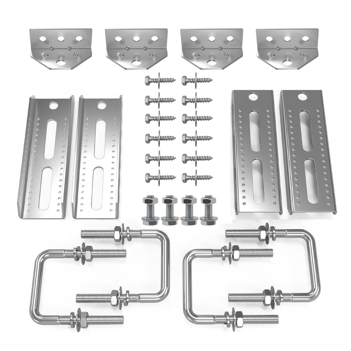 4 Pack 8" Galvanized Swivel Top Bunk Bracket Kit for 3x3 Boat Trailer Support - KUDUPARTS