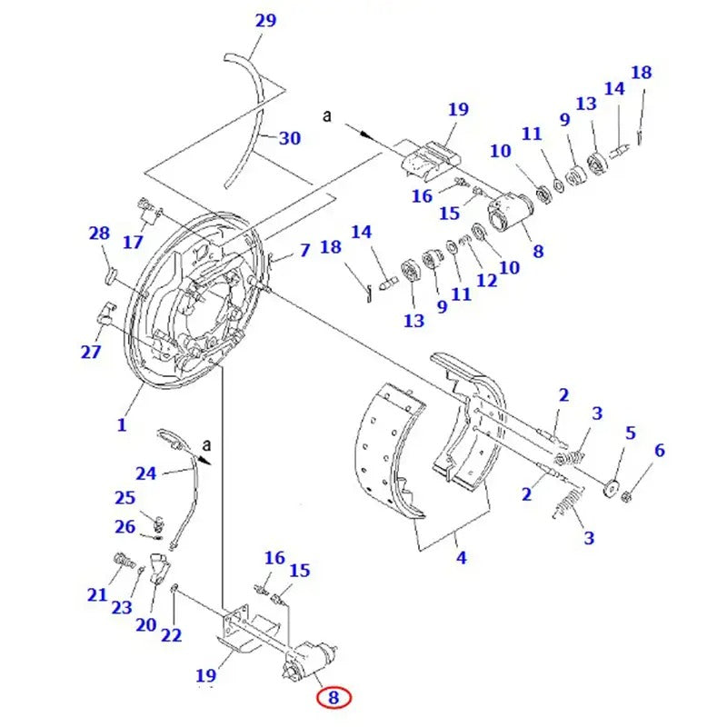 Cylindre de roue 3FE-30-21100 pour chariot élévateur Komatsu FD115-8 FD115-7 FD100-8 FD100-7 EX50