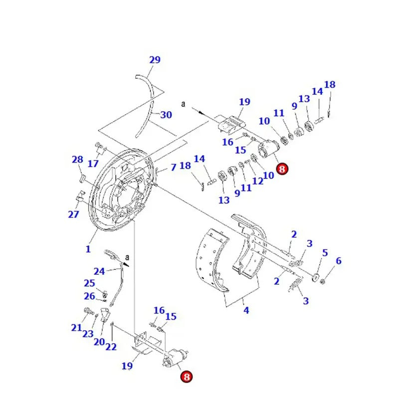 Cylindre de roue 3FE-30-21200 pour chariot élévateur Komatsu FD115-8 FD115-7 FD100-8 FD100-7 EX50