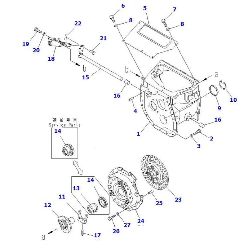 Cylindre récepteur 3EB-10-31170 pour chariots élévateurs Komatsu FD18-16 FD30H-12 FD30J-12 FG15H-16 FG30H-12