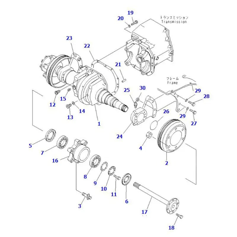 Frein à tambour 3EB-21-25310 pour chariot élévateur Komatsu FD30H-12 FD30-14 FD28/30-12 FD30H-14 FD28/30