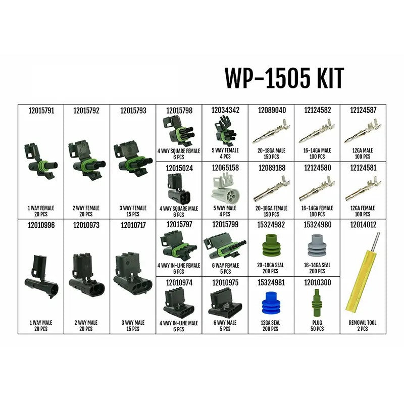 WP-1505 Pro Weather Pack Connector Kit With T-18 Crimp Tool - KUDUPARTS