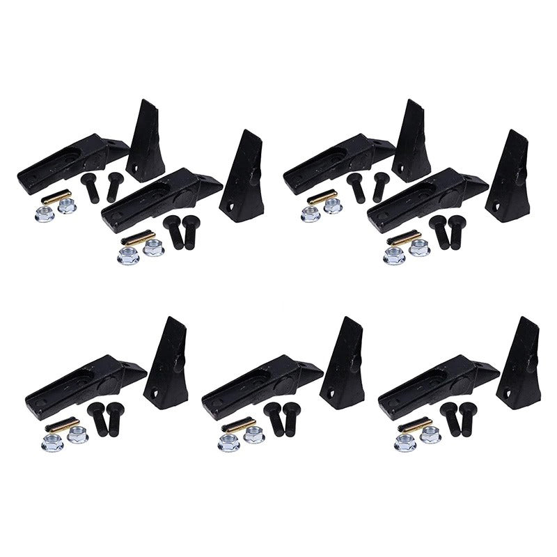 7 Pieces Bucket Teeth Assembly 6737322Y Bobcat Style Bolt on Flush Mount Pin Skid Steer - KUDUPARTS
