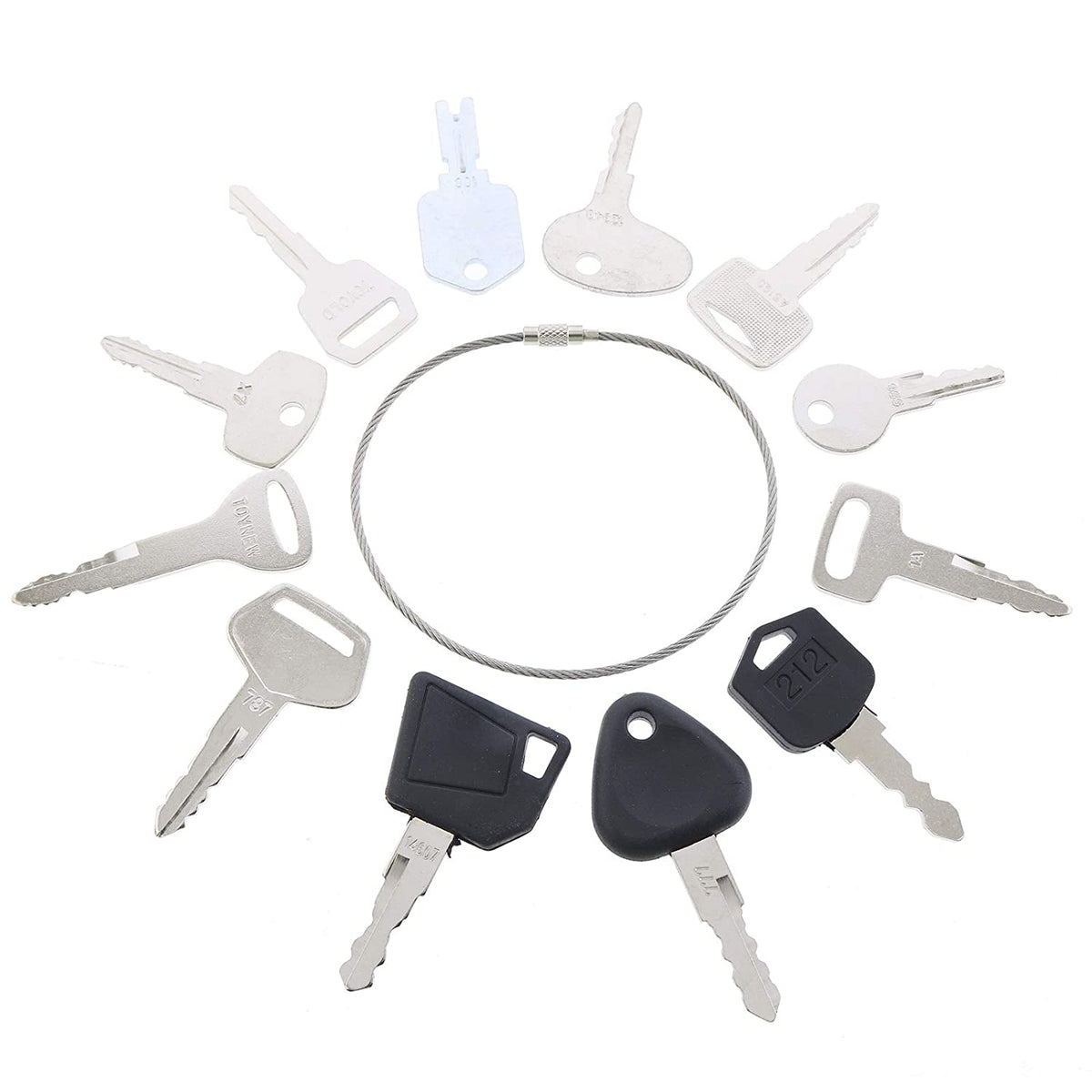 12 Set Forklift Keys Master for Yale Cat Clark Komatsu Toyota Doosan Nissan Hyster JCB Volvo Tornado Mitsubishi Forklift - KUDUPARTS