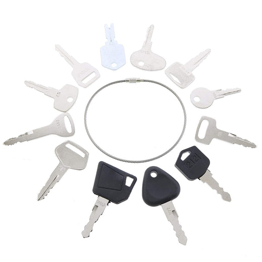 12 Set Forklift Keys Master for Yale Cat Clark Komatsu Toyota Doosan Nissan Hyster JCB Volvo Tornado Mitsubishi Forklift - KUDUPARTS