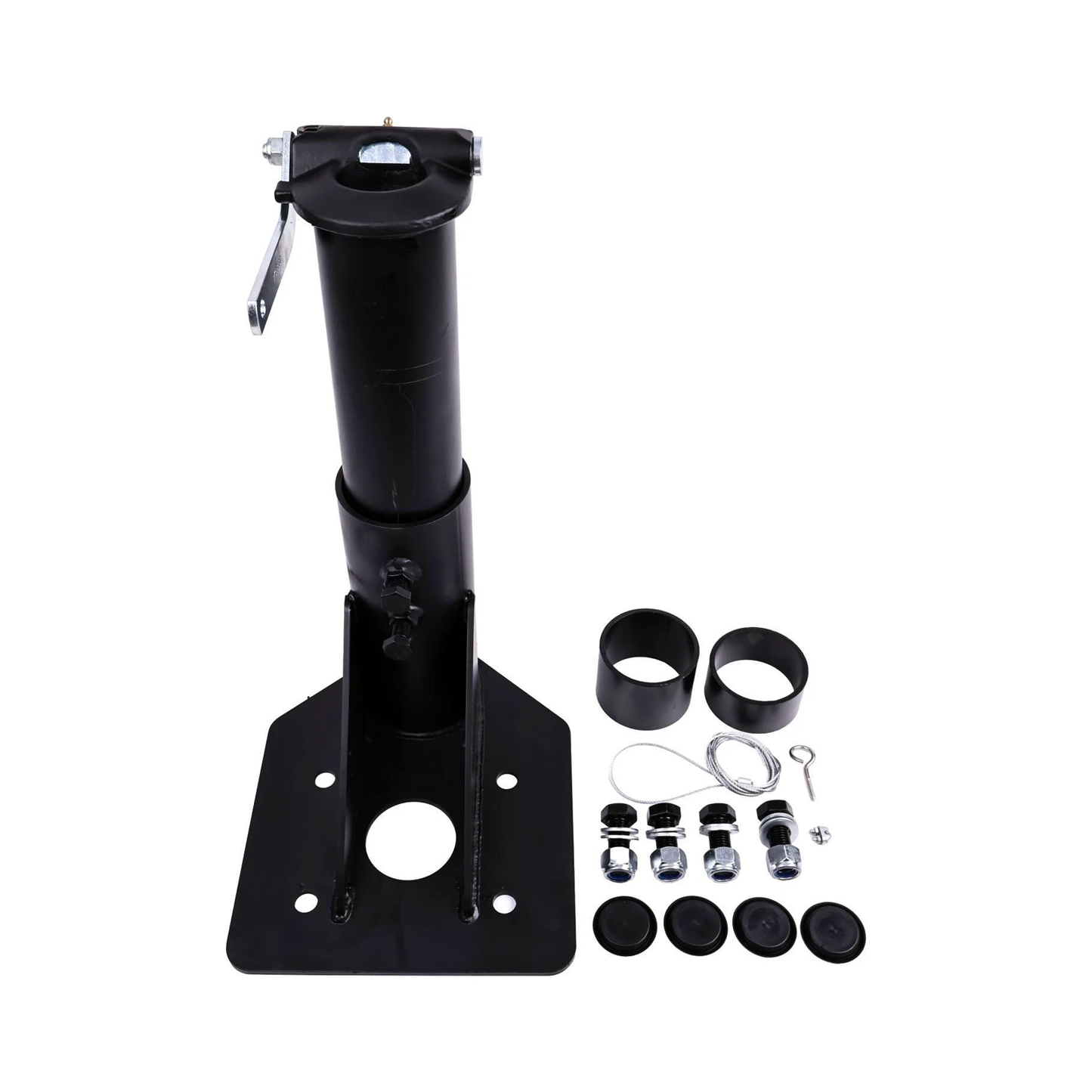 Adaptateur de sellette d'attelage réglable de 12 à 17 pouces vers un attelage à col de cygne pour caravane ou camping-car.