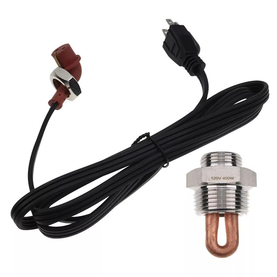 120V 400W 1" NPT Engine Block Heater Assembly 3100003 for Jaguar Jeep Renault Rover Kubota Perkins - KUDUPARTS