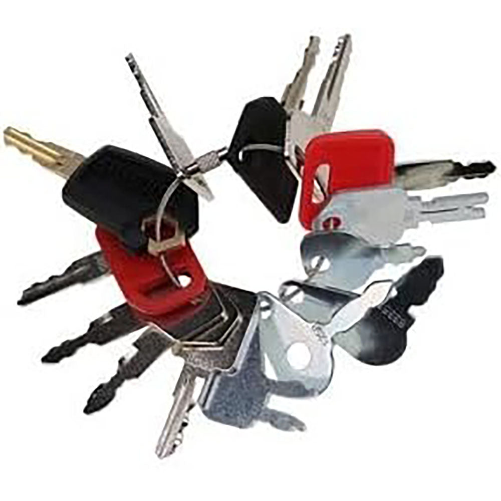 14 Pcs Ignition Key for CASE JCB Caterpillar CAT Komatsu Bobcat Hyster Kobelco Kawasaki Heavy Equipment - KUDUPARTS