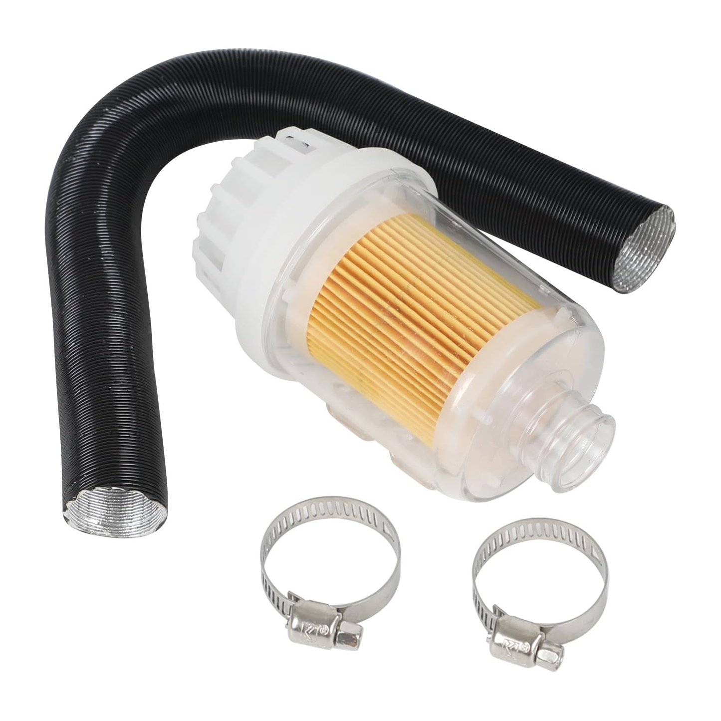25mm Heater Air Intake Hose with Parking Heater Intake Air Filter and Clamp Connector for Eberspacher Air Heater Airtronic D2 D4 D1LC - KUDUPARTS