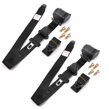 2 Sets Retractable 3 Point Safety Seat Belt Straps Car Vehicle Adjustable Belt Kit ZL85FW