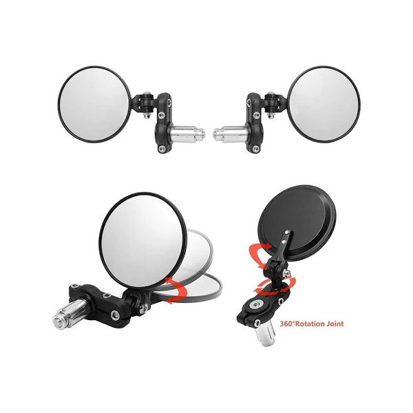 2 rétroviseurs ronds universels en aluminium de 22 mm (7/8") pour quad, scooter et moto, compatibles avec la plupart des modèles Harley-Davidson.