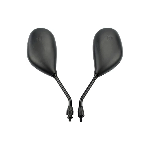 2 rétroviseurs en plastique noir de 8 mm pour quads, motos et scooters de 50 à 250 cm3.