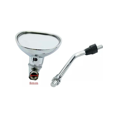 2 rétroviseurs argentés de 8 mm pour motos, cyclomoteurs et scooters de 50 à 250 cm3.