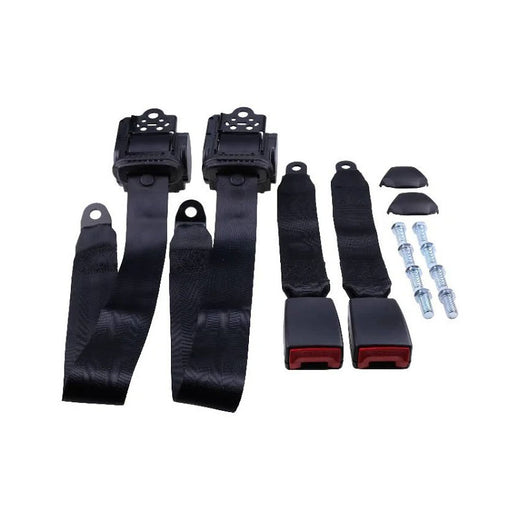 2 Sets Retractable 3 Point Safety Seat Belt Straps Car Vehicle Adjustable Belt Kit ZL85FW - KUDUPARTS