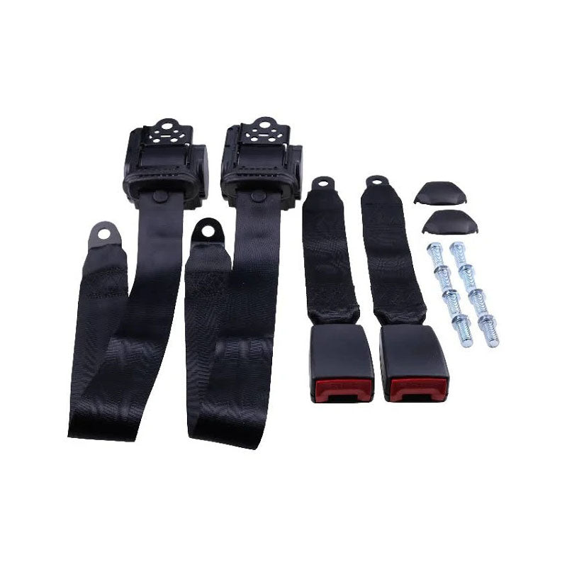2 Sets Retractable 3 Point Safety Seat Belt Straps Car Vehicle Adjustable Belt Kit ZL85FW - KUDUPARTS