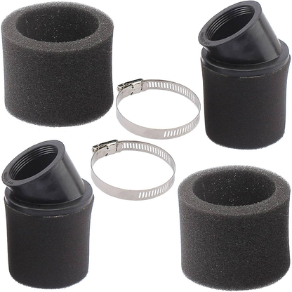 4 Pcs 35 38 42 48mm Bent Angled Double Foam Pod Air Filter for Racing Motorcycle Scooter Bike Dirt Pit ATV