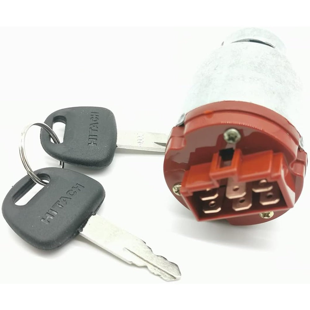 Ignition Switch W/ 2 Keys H800 4477373 AT154992 4250350 4448303 For John Deere 75C 80C 110 200LC 270CLC 490E - KUDUPARTS