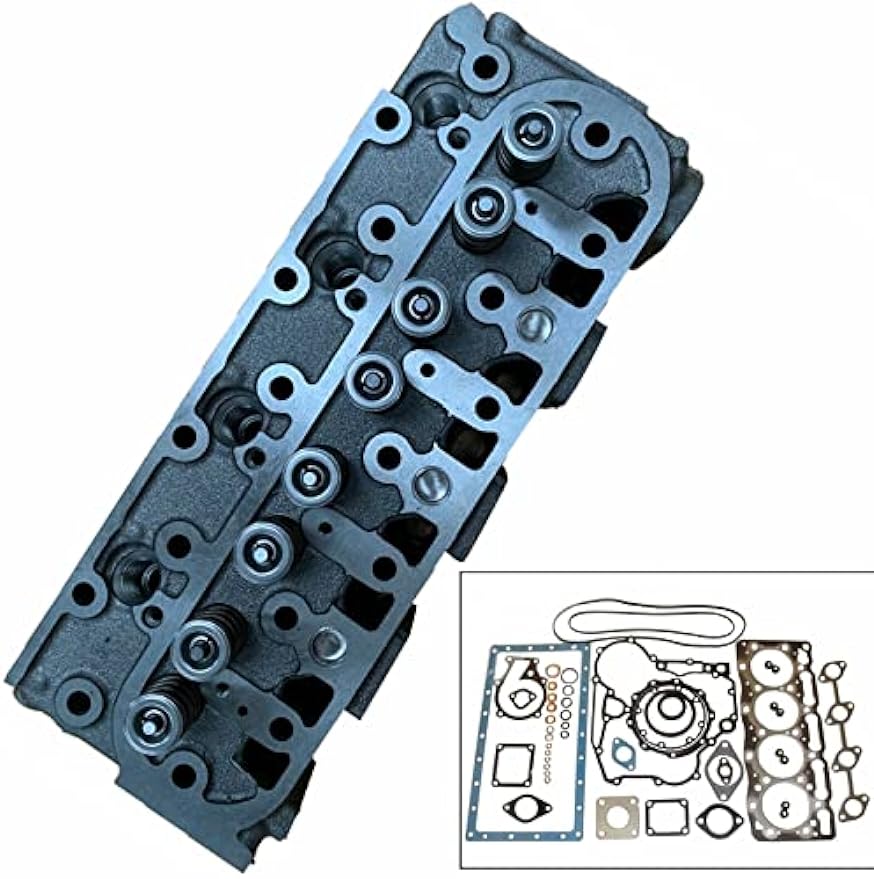 Complete Cylinder Head Assy+Full Gasket Kit Compatible with Kubota V1505T/B3200HSD - KUDUPARTS