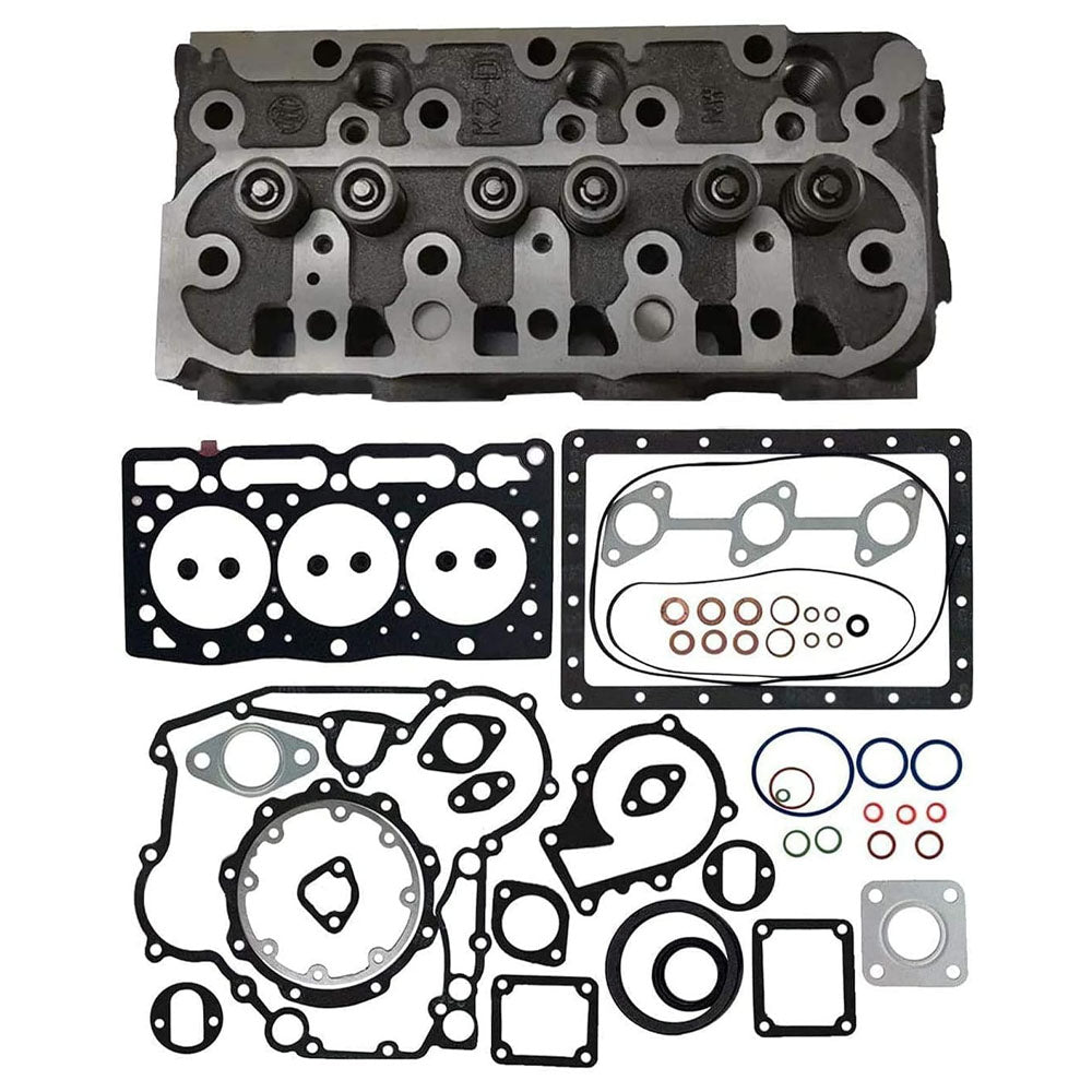 Complete Cylinder Head + Full Gasket Kit Compatible with Kubota D1005 Engine B7510DT B2320DT B2320DWO B2320HSD BX2660 F2560E ZD25F ZD326 - KUDUPARTS