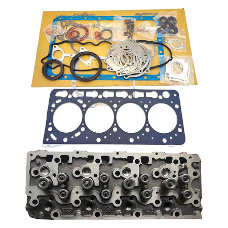 V3300 Complete Cylinder Head + 1 Set Full Gasket Kit Compatible with Kubota V3300 V3300 DI Engine M6800 M8200 M9000 Tractor Bobcat S220 S250 S300 T250 T320 Loaders - KUDUPARTS