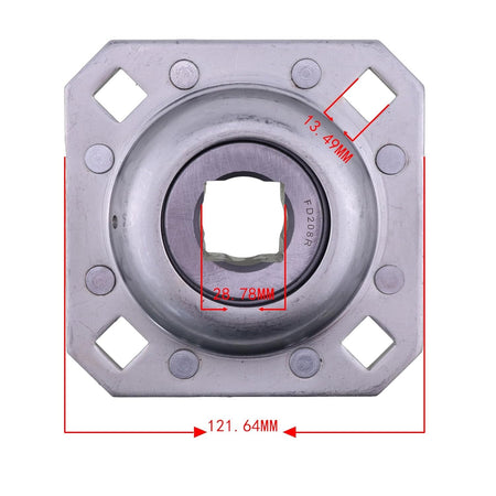 1-1/8" Square Disc Harrow Flange Bearing Unit FD208R1 ST208-1N Bolt Holes 0.531" x 0.529" for Farming - KUDUPARTS